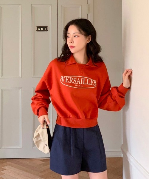 SONA（ソナ）の「SONA 英文プリントカラーネックトレーナー（スウェット・レディース・オレンジ/オートミール・FREE）」の5枚目の写真