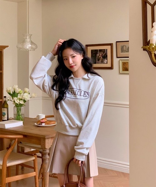 SONA（ソナ）の「SONA 英文プリントカラーネックトレーナー（スウェット・レディース・オレンジ/オートミール・FREE）」の9枚目の写真