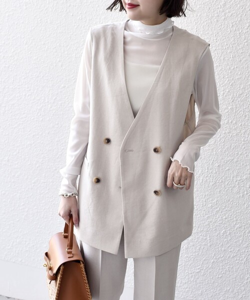 【新品希少】SHIPS シップス ベスト ジレ ベージュ SHIPS（シップス）の「*〈洗濯機可能〉ジレ セットアップ ◇（ベスト