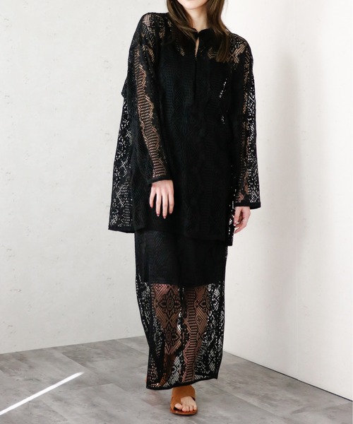 Per sist ence（パーシエンス）の「クロシェレースキーネックプルオーバー（シャツ/ブラウス・レディース・ブラック/グリーン/アイボリー・FREE）」の18枚目の写真