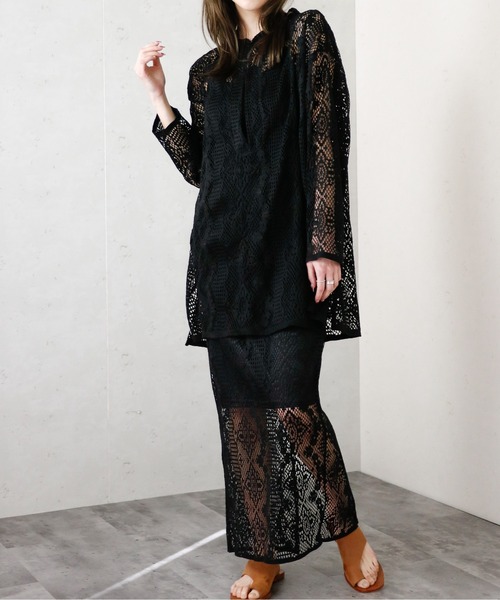 Per sist ence（パーシエンス）の「クロシェレースキーネックプルオーバー（シャツ/ブラウス・レディース・ブラック/グリーン/アイボリー・FREE）」の20枚目の写真