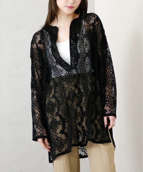 Per sist ence（パーシエンス）の「クロシェレースキーネックプルオーバー（シャツ/ブラウス・レディース・ブラック/グリーン/アイボリー・FREE）」の9枚目の写真