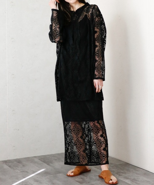 Per sist ence（パーシエンス）の「クロシェレースキーネックプルオーバー（シャツ/ブラウス・レディース・ブラック/グリーン/アイボリー・FREE）」の14枚目の写真