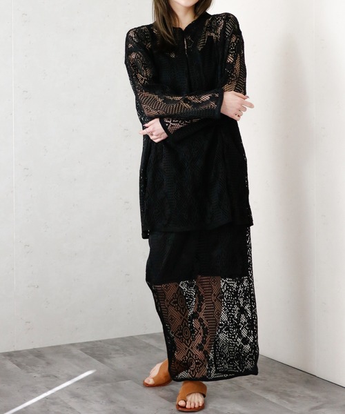 Per sist ence（パーシエンス）の「クロシェレースキーネックプルオーバー（シャツ/ブラウス・レディース・ブラック/グリーン/アイボリー・FREE）」の15枚目の写真