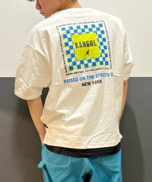 KANGOL（カンゴール）の「【KANGOL】フェイクレイヤードＴシャツ（Tシャツ/カットソー・メンズ・ライム/オフホワイト/ブラック・L/M/S/XL）」の2枚目の写真