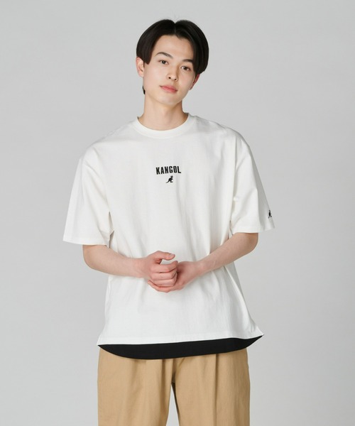 KANGOL（カンゴール）の「【KANGOL】フェイクレイヤードＴシャツ（Tシャツ/カットソー・メンズ・ライム/オフホワイト/ブラック・L/M/S/XL）」の19枚目の写真