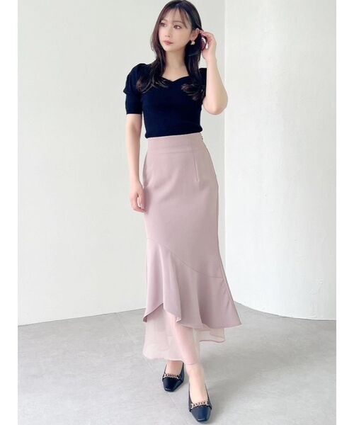 RESEXXY（リゼクシー）の「シアードッキングマーメイドスカート（スカート・レディース・ブラック/ベージュ/アイボリー・FREE）」の7枚目の写真