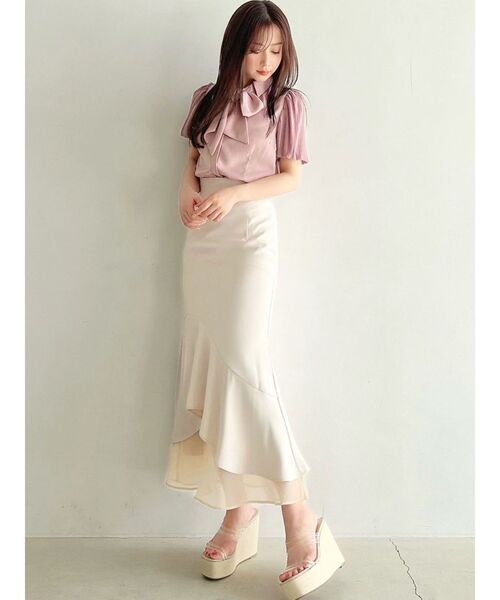 RESEXXY（リゼクシー）の「シアードッキングマーメイドスカート（スカート・レディース・ブラック/ベージュ/アイボリー・FREE）」の16枚目の写真