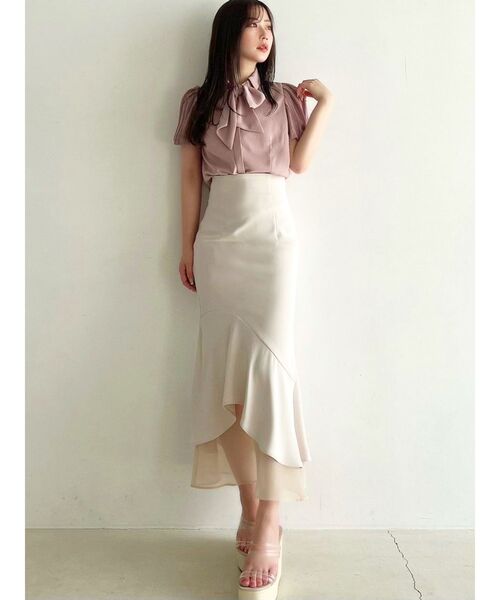 RESEXXY（リゼクシー）の「シアードッキングマーメイドスカート（スカート・レディース・ブラック/ベージュ/アイボリー・FREE）」の12枚目の写真