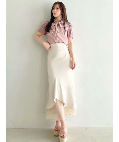 RESEXXY（リゼクシー）の「シアードッキングマーメイドスカート（スカート・レディース・ブラック/ベージュ/アイボリー・FREE）」の5枚目の写真