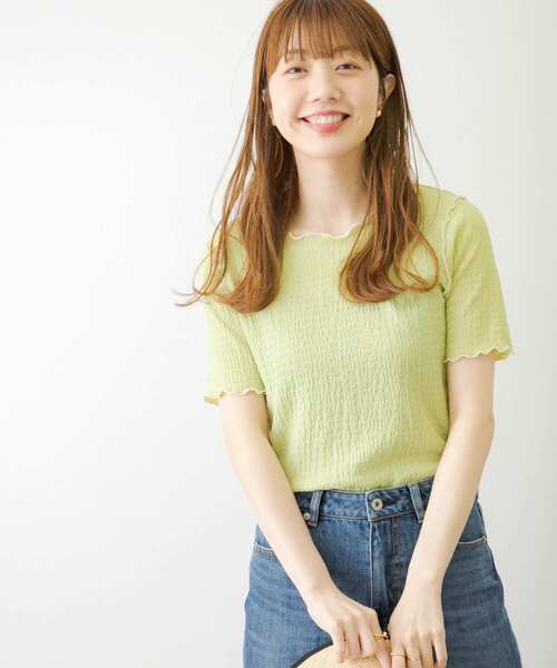 URBAN RESEARCH Sonny Label（アーバンリサーチサニーレーベル）の「ジャガードメローカットTシャツ（Tシャツ/カットソー・レディース・ブラック/オフホワイト/グリーン系その他/ブラウン・FREE）」の14枚目の写真