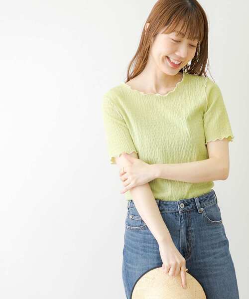 URBAN RESEARCH Sonny Label（アーバンリサーチサニーレーベル）の「ジャガードメローカットTシャツ（Tシャツ/カットソー・レディース・ブラック/オフホワイト/グリーン系その他/ブラウン・FREE）」の15枚目の写真