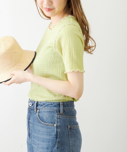 URBAN RESEARCH Sonny Label（アーバンリサーチサニーレーベル）の「ジャガードメローカットTシャツ（Tシャツ/カットソー・レディース・ブラック/オフホワイト/グリーン系その他/ブラウン・FREE）」の16枚目の写真