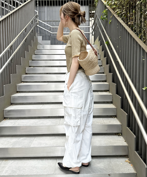 マルチボーダーワッフルプルオーバー