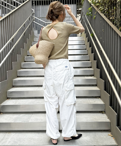 マルチボーダーワッフルプルオーバー