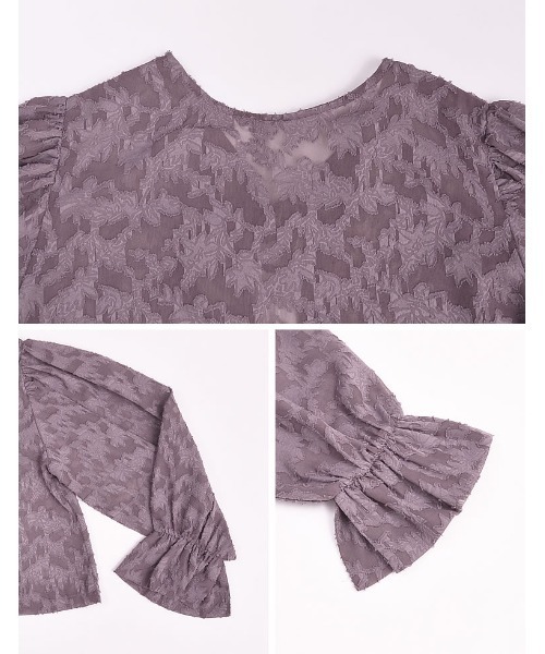 Re:EDIT（リエディ）の「[2023 SUMMER COLLECTION]前後2WAYフラワーカットジャガードシアーブラウス（カーディガン/ボレロ・レディース・アイボリー/ブラック/パープル・MEDIUM/LARGE）」の21枚目の写真