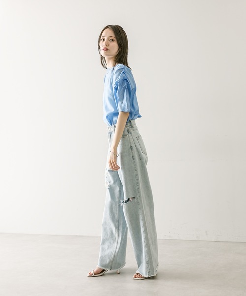 Mystrada シアーパフスリーブブラウス Mystrada - Mystrada シアーパフスリーブブラウスの通販 by m's shop