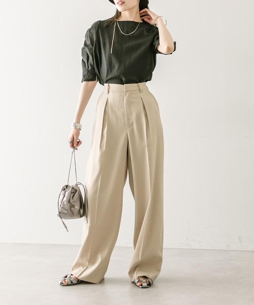 mystic（ミスティック）の「新色追加！半袖シアーパフスリーブブラウス（シャツ/ブラウス・レディース・ベージュ/アイボリー/ブラック/ブルー/オフホワイト/ネイビー・FREE）」の14枚目の写真