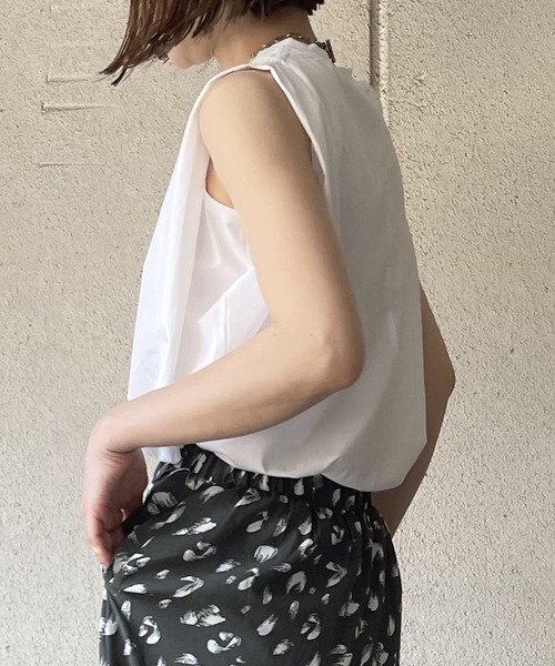 OWLSPALE(オールズペール)の「シルケット天竺ノースリーブ(Tシャツ/カットソー・レディース・ブラック/グリーン/ホワイト・FREE)」の4枚目の写真