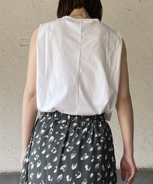 OWLSPALE(オールズペール)の「シルケット天竺ノースリーブ(Tシャツ/カットソー・レディース・ブラック/グリーン/ホワイト・FREE)」の5枚目の写真