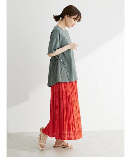 tシャツ 裾ドロストバルーンプルオーバー レディース セール】脇ドロストドッキングプルオーバー（Tシャツ/カットソー