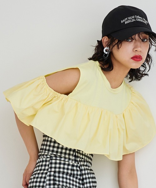 Narcissus（ナルシス）の「【Narcissus】ワンショルフリルタンク（タンクトップ・レディース・ブラック/イエロー・FREE）」の2枚目の写真