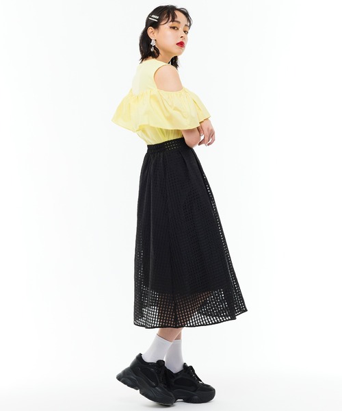 Narcissus（ナルシス）の「【Narcissus】ワンショルフリルタンク（タンクトップ・レディース・ブラック/イエロー・FREE）」の7枚目の写真