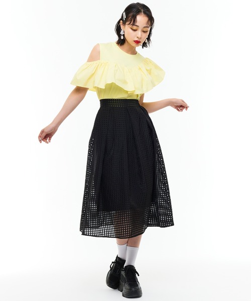 Narcissus（ナルシス）の「【Narcissus】ワンショルフリルタンク（タンクトップ・レディース・ブラック/イエロー・FREE）」の5枚目の写真