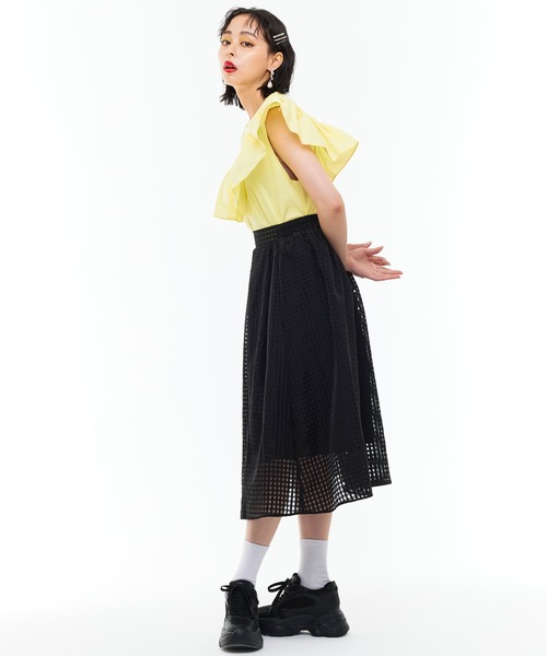 Narcissus（ナルシス）の「【Narcissus】ワンショルフリルタンク（タンクトップ・レディース・ブラック/イエロー・FREE）」の6枚目の写真