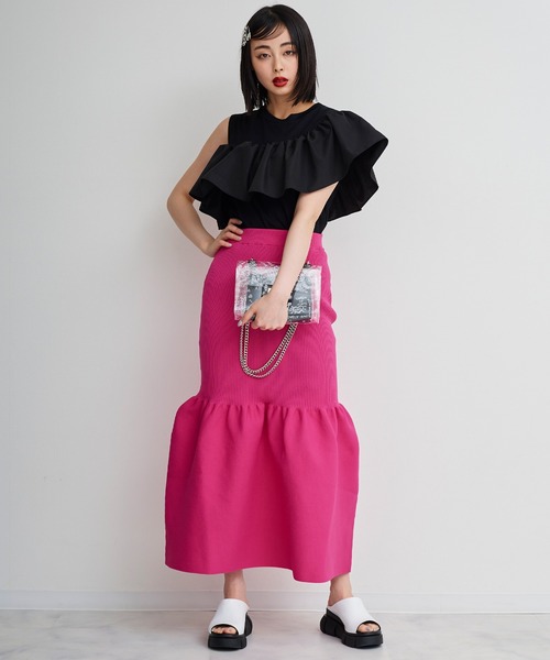 Narcissus（ナルシス）の「【Narcissus】ワンショルフリルタンク（タンクトップ・レディース・ブラック/イエロー・FREE）」の3枚目の写真