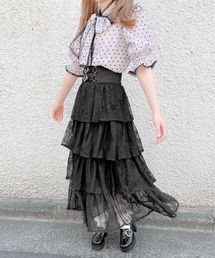 4段ティアードロングスカート