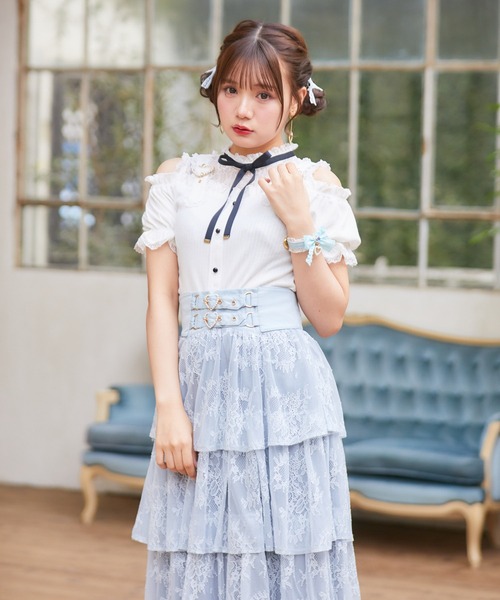 ホワイト ロングシフォンスカート 4段フリル アトリエピエロ ゴシックロリィタ ホワイト ロングシフォンスカート 4段フリル アトリエピエロ