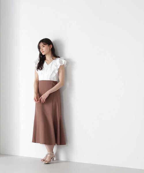 NATURAL BEAUTY BASIC(ナチュラルビューティーベーシック)の「◇フリルスリーブドッキングワンピース(ワンピース・レディース・ベージュ系その他/パープル系その他/ブラウン系その他・SMALL/MEDIUM)」の4枚目の写真
