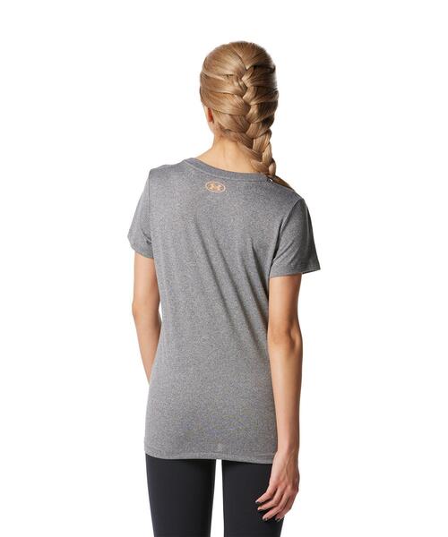 UNDER ARMOUR(アンダーアーマー)の「UAテック ショートスリーブTシャツ 〈ビッグロゴ〉(トレーニング/レディース)(Tシャツ/カットソー・レディース・グレー・S/XL/L/M)」の2枚目の写真