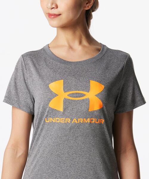 UNDER ARMOUR(アンダーアーマー)の「UAテック ショートスリーブTシャツ 〈ビッグロゴ〉(トレーニング/レディース)(Tシャツ/カットソー・レディース・グレー・S/XL/L/M)」の4枚目の写真