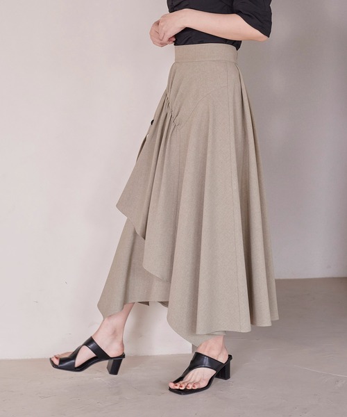 PUBLIC TOKYO（パブリックトウキョウ）の「【栃木県産】ボリュームヘムアーチスカート（スカート・レディース・ブラック/ネイビー/ベージュ・1/2）」の7枚目の写真