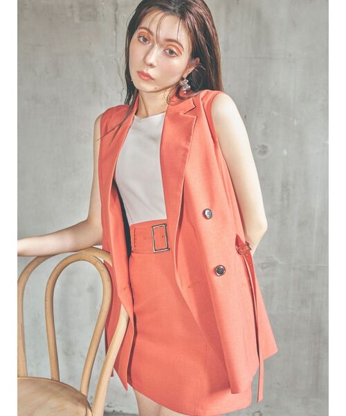 MURUA（ムルーア）の「ワイドベルトミニスカート（スカート・レディース・ブラック/アイボリー/オレンジ・1/2）」の5枚目の写真