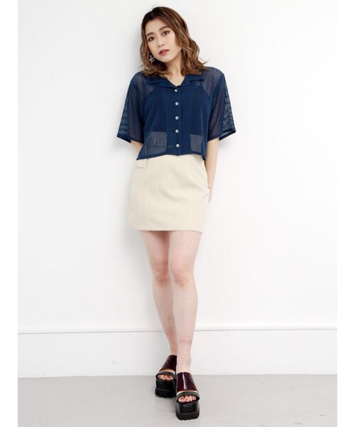 MURUA（ムルーア）の「ワイドベルトミニスカート（スカート・レディース・ブラック/アイボリー/オレンジ・1/2）」の8枚目の写真