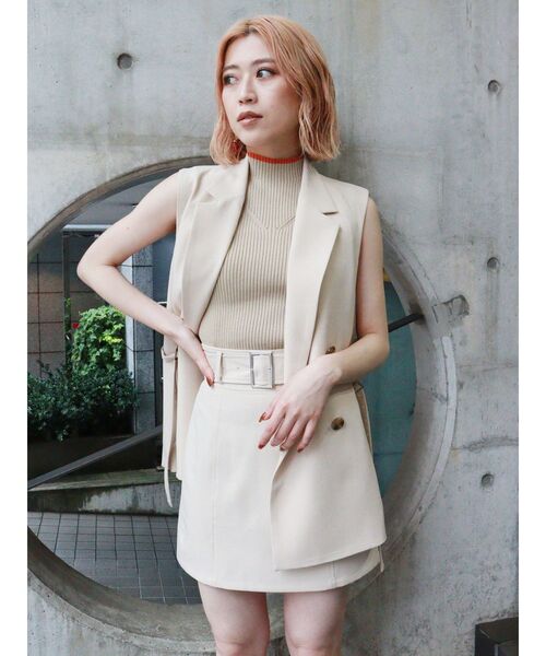 MURUA（ムルーア）の「ワイドベルトミニスカート（スカート・レディース・ブラック/アイボリー/オレンジ・1/2）」の12枚目の写真