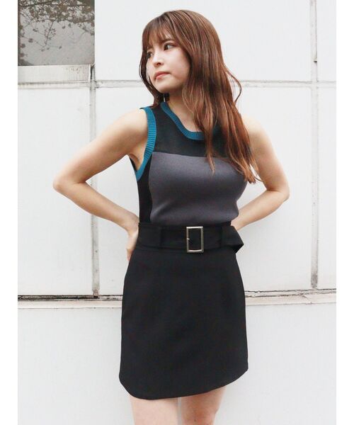 MURUA（ムルーア）の「ワイドベルトミニスカート（スカート・レディース・ブラック/アイボリー/オレンジ・1/2）」の14枚目の写真