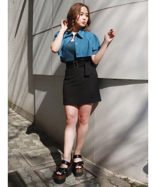 MURUA（ムルーア）の「ワイドベルトミニスカート（スカート・レディース・ブラック/アイボリー/オレンジ・1/2）」の16枚目の写真