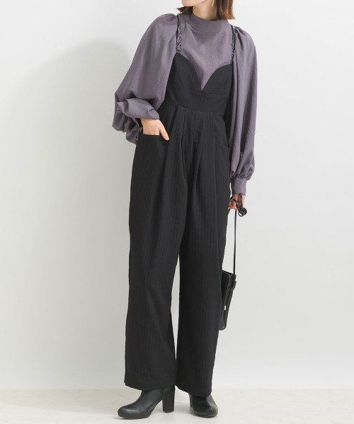 terrace(テラス)の「レイヤードキャミ オールインワン(パンツドレス・レディース・ブラック/カーキ/ベージュ/グリーン系その他/ブラック系その他・MEDIUM)」の3枚目の写真