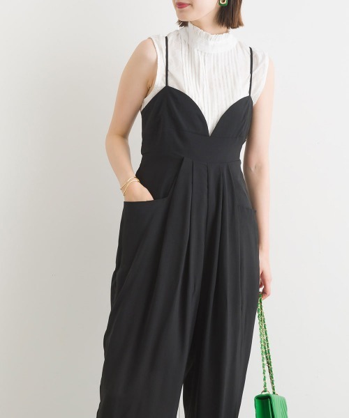 terrace(テラス)の「レイヤードキャミ オールインワン(パンツドレス・レディース・ブラック/カーキ/ベージュ/グリーン系その他/ブラック系その他・MEDIUM)」の12枚目の写真