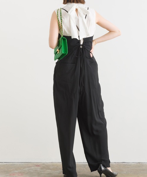 terrace(テラス)の「レイヤードキャミ オールインワン(パンツドレス・レディース・ブラック/カーキ/ベージュ/グリーン系その他/ブラック系その他・MEDIUM)」の18枚目の写真