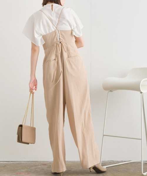 terrace(テラス)の「レイヤードキャミ オールインワン(パンツドレス・レディース・ブラック/カーキ/ベージュ/グリーン系その他/ブラック系その他・MEDIUM)」の6枚目の写真