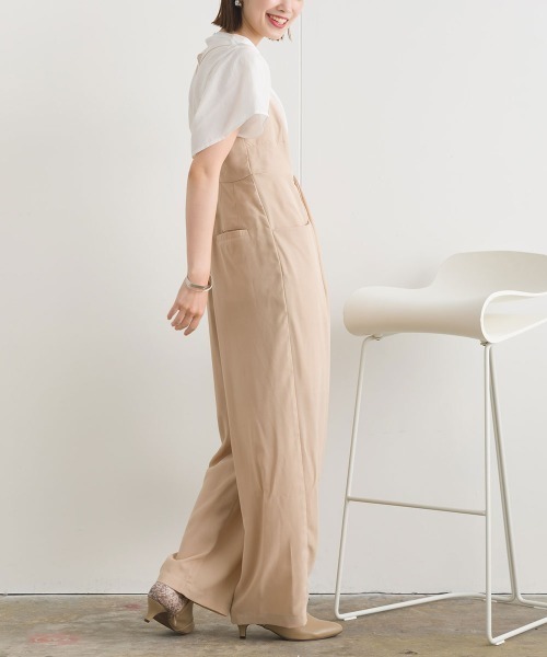 terrace(テラス)の「レイヤードキャミ オールインワン(パンツドレス・レディース・ブラック/カーキ/ベージュ/グリーン系その他/ブラック系その他・MEDIUM)」の8枚目の写真