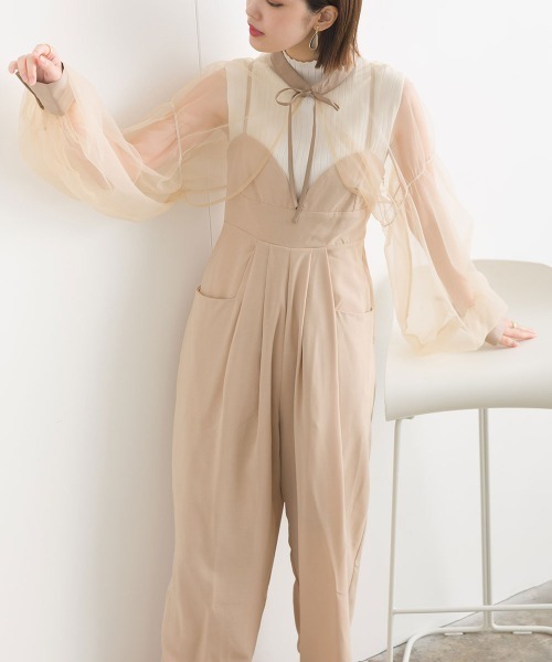 terrace(テラス)の「レイヤードキャミ オールインワン(パンツドレス・レディース・ブラック/カーキ/ベージュ/グリーン系その他/ブラック系その他・MEDIUM)」の10枚目の写真