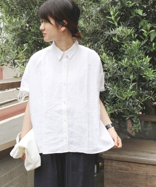 JOURNAL STANDARD LUXE(ジャーナルスタンダード ラックス)の「リネンラミー BIGシャツ SHORTSLEEVE_#(シャツ/ブラウス・レディース・ネイビー/ピンク/ホワイト/カーキ/グレー・FREE)」の6枚目の写真