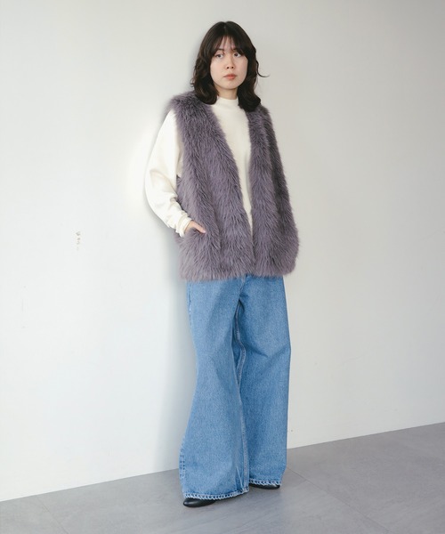 B:MING by BEAMS（ビーミングバイビームス）の「フェイク ファー ベスト（S～M）（ベスト・レディース・アイボリー/ライトグレー/グレー/オフホワイト・MEDIUM/SMALL）」の16枚目の写真