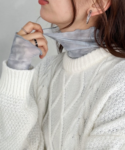 CLEA（クレア）の「タイダイ柄メロウシアーハイネックインナートップス（Tシャツ/カットソー・レディース・ブルー/ブラック・FREE）」の2枚目の写真